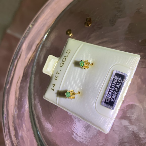 Ross-Simons 14K Gold & Emerald Necklace & Earrings for May Birthstone Baby NWOT - Picture 12 of 13